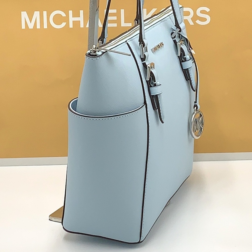MICHAEL KORS CHARLOTTE LARGE TOP ZIP TOTE VISTA BLUE COLOR - Picture 3 of 16